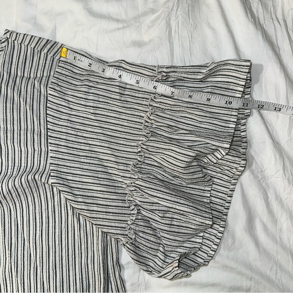 Zac & Rachel | Scoop Neck Striped Mid Length Ruffle Bell Sleeve Nautical Blouse - Picture 10 of 11